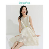 茵曼商场同款法式浮雕提花连衣裙夏季女装百搭无袖a字裙 梨花杏1  M