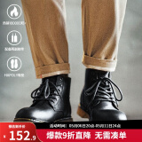 马登马丁靴男春季高帮厚底工装鞋子英伦风短靴潮流百搭休闲皮鞋 黑色 [软皮/6孔]情侣款 41 男码