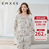 嫚熙（EMXEE）孕妇睡衣产后哺乳春秋季款月子服棉质家居服套装 晨曦庄园-两件套(不带哺乳口) L【适合115-135斤】