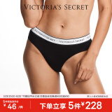 维多利亚的秘密（Victoria's Secret） 夏季棉质舒适内裤logo腰带低腰女三角裤简约红色 54A2黑色-6819 1条 S
