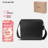 蔻驰COACH【官方直供】男士中号单肩斜挎包黑色PVC配皮573QBMI5
