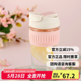乐扣乐扣（LOCK&LOCK）咖啡杯耐热玻璃水杯子男女学生便携式双饮吸管杯随手杯500ML粉色