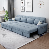 康梦丝（kangmengsi）折叠沙发床两用可拆洗储物多功能客厅转角布艺沙发组合书房小户型 【2.9米】三人+贵妃（质保十年) 【豪华版】进口乳胶+公仔棉靠包