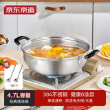京东京造火锅304不锈钢清汤单味盆家用双耳汤锅大容量电磁炉通用无盖28CM