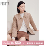 菲妮迪（FINITY）品牌棉衣棉服秋季简约卡其保暖轻薄通勤外套 卡其色 S