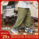 嘟嘟家宝宝裤子春装儿童休闲裤洋气男童工装裤女童童装衣服 军绿色 100