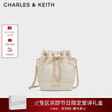 CHARLES&KEITH绗缝菱格链条水桶包双肩包包女包女友生日礼物CK2-10701506 Beige米色 M