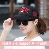 米雪蔻帽子女韩版潮鸭舌帽休闲刺绣棒球帽学生户外运动防晒太阳帽 黑红色【可调节大小】