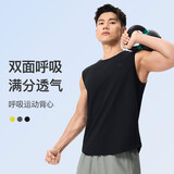 Keep运动背心男士健身跑步打球透气网眼拼接无袖背心 经典黑 2XL