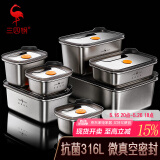 三四钢不锈钢保鲜盒316L食品级饭盒餐盒密封冰箱收纳盒家用方盘带盖水果 2900ml*1(升级钢盖)