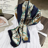 达芬奇密码真丝丝巾桑蚕丝女士围巾披肩礼盒母亲妈妈生日礼物 巴洛克 蓝色