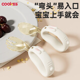 COOKSS儿童勺子宝宝学吃饭PPSU叉勺弯头婴儿硅胶短柄训练辅食勺