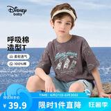 迪士尼（DISNEY）男童针织短袖T恤六一儿童节透气半袖上衣25夏DA521AE21灰140