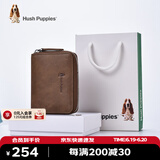 暇步士（Hush Puppies）卡包真皮零钱包男士证件夹风琴式拉链卡片包名片夹礼物送男友 卡其色HC-1811046W-2415