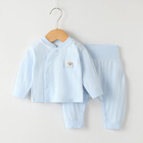 缤丽猫婴儿睡衣内衣纯棉春秋高腰护肚初生分体套装宝宝球衣秋裤打底衣服 宝宝套装-蓝色 73