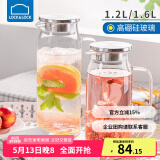 乐扣乐扣玻璃冷水壶带把手耐热高温凉水壶家用凉白开水杯大容量花茶泡茶壶 不锈钢盖【1.2L】
