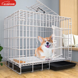 憨憨宠 狗笼猫笼 狗笼子小型犬带厕所幼犬折叠便携猫笼子宠物笼具兔笼 白色 前出盘狗丝笼 70*50*60cm