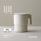 olayks立时 便携式烧水壶 电水壶折叠不锈钢 0.8L小型旅行恒温折叠电热水壶家用烧水壶保温防干烧烧水杯 0.8L 分体式【316全钢壶】带蒸格（送收纳袋）
