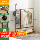 木马人衣帽架落地卧室挂衣架简易家用室内衣服架衣服折叠移动宿舍置物架 旗舰款-茶色100长