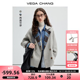 VEGA CHANG【绵羊毛+羊驼毛】双面呢女2024新款高级感双面穿外套 北欧蓝格纹 L