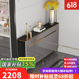 澳之音餐边柜一体靠墙柜子轻奢岩板餐厅边柜超薄家用厨房客厅储物茶水柜 100*35cm/岩板+烤漆/加厚/带高脚