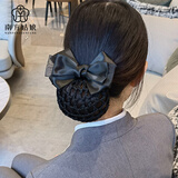 南方姑娘 职员工头花职业盘发网兜发夹发套物业护士蝴蝶结酒店银行发饰 单纱黑色-粗网