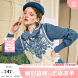 两三事梵高系列 静美如秋叶 秋季新款森女风后背绑带花色无袖毛衣背心女 鸢尾花 L