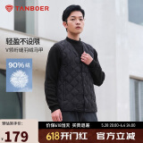 坦博尔羽绒马甲男短款内穿保暖百搭男士马夹背心TF236011 黑色 195 