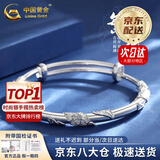 中国黄金（CHINA GOLD）足银手镯女士繁花似锦银镯子年轻款实心推拉生日礼物送女朋友妈妈 【当/次日达】繁花似锦推拉手镯【30g±1g】