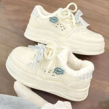 奶fufu棉鞋小白鞋女可爱小众百搭休闲运动板鞋2025新款加绒面包鞋 米兰 （加绒款超暖和） 35 （关注店铺优先发货）