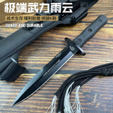 极端武力户外战术防身高硬度D2钢直刀野外露营便携生存锋利小刀具 极端武力雨云战术刀【黑钛色】 32cm-小于60°【赠战术绑腿K鞘】