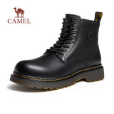 骆驼（CAMEL）牛皮增高厚底经典潮流复古高帮马丁靴男 G15W136027 黑色 41