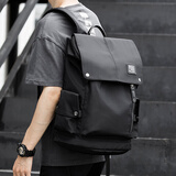 我潮双肩包男士帆布背包休闲大容量时尚旅行包高中学生书包轻便电脑包 黑色匠心款