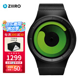 ZIIIRO德国手表Mercury水星新概念潮牌无指针漩涡送礼潮流石英运动腕表 军绿色