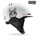 南恩滑雪头盔单双板滑雪装备护具防撞男女保暖NT30 白鹿角猫 L