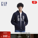 Gap男女装印花字母logo抓绒连帽卫衣休闲660128外套 海军蓝 170/92A(M) 亚洲尺码