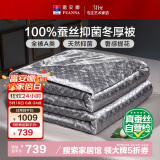 富安娜100%蚕丝被子纯棉面料抑菌冬季被芯双人加厚冬被约6.8斤230*229cm