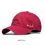 Kim sunja轻奢高端轻薄水洗棉棒球帽休闲偏大头围加深软顶鸭舌帽棉质遮阳帽 红色 L 正常码（55-60cm）