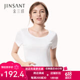 金三塔打底衫100%桑蚕丝圆领短袖打底衫YZF5B705 白色8100  L