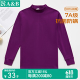 AB女保暖上衣单件常规秋冬长袖纯棉半高领内穿贴身棉毛衫秋衣打底 深紫/紫红随机（上衣） XL 推荐115-125斤【5°-15°】