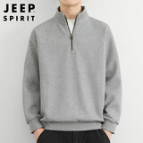 JEEP SPIRIT吉普半拉链卫衣男春季韩版立领针织衫男潮流上衣 花灰色 XL