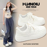 环球原创黑粉鞋子女2025新款爆款秋冬韩系潮休闲百搭厚底运动板鞋