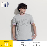 Gap【热卖爆款】男装夏撞色logo圆领短袖T恤纯棉上衣544465 灰色 180/100A(XL) 亚洲尺码