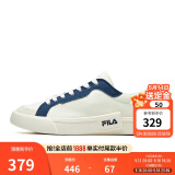 FILA FUSION斐乐男鞋POP帆布鞋潮牌男子潮流板鞋街拍运动休闲鞋男 奶白/徽章蓝-GB 42
