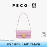 PECO852真皮斜挎复古小法棍包新款单肩通勤方包生日送女友礼物 粉紫色头层手搓纹牛皮现货