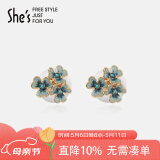 She's耳饰 梵高鸢尾花朵滴油渐变色耳钉 时尚耳饰 母亲节礼物  送妈妈
