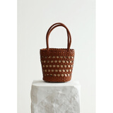 塔驰密司复古牛皮纯手工真皮女包单肩斜挎手提包法式慵懒菜篮子 棕色