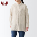 无印良品 MUJI 女式 亚麻 水洗宽版衬衫长袖休闲百搭衬衫衬衣BCJ22C2S 原色 XS-S