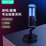 索爱（soaiy）直播麦克风话筒K歌电脑台式笔记本声卡收音麦游戏电竞主播网课语音手机电容USB监听降噪sc100