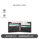 INJOYLIFE男士钱包短款简约皮夹头层牛皮商务青年钱夹二折真皮横 黑色